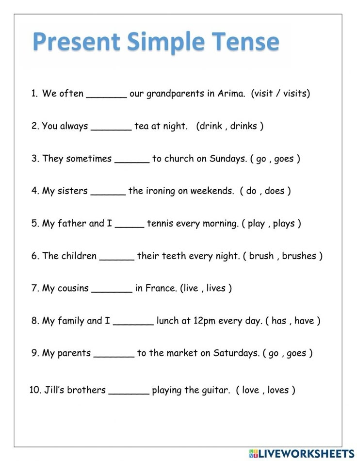 Simple Present Tense Exercises MinaatGill