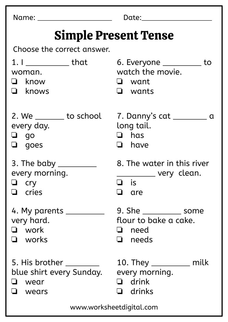 Simple Present Tense Online Worksheet For Grade 1 Live Worksheets 
