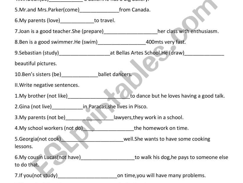 Simple Present Tense Worksheet Class 5