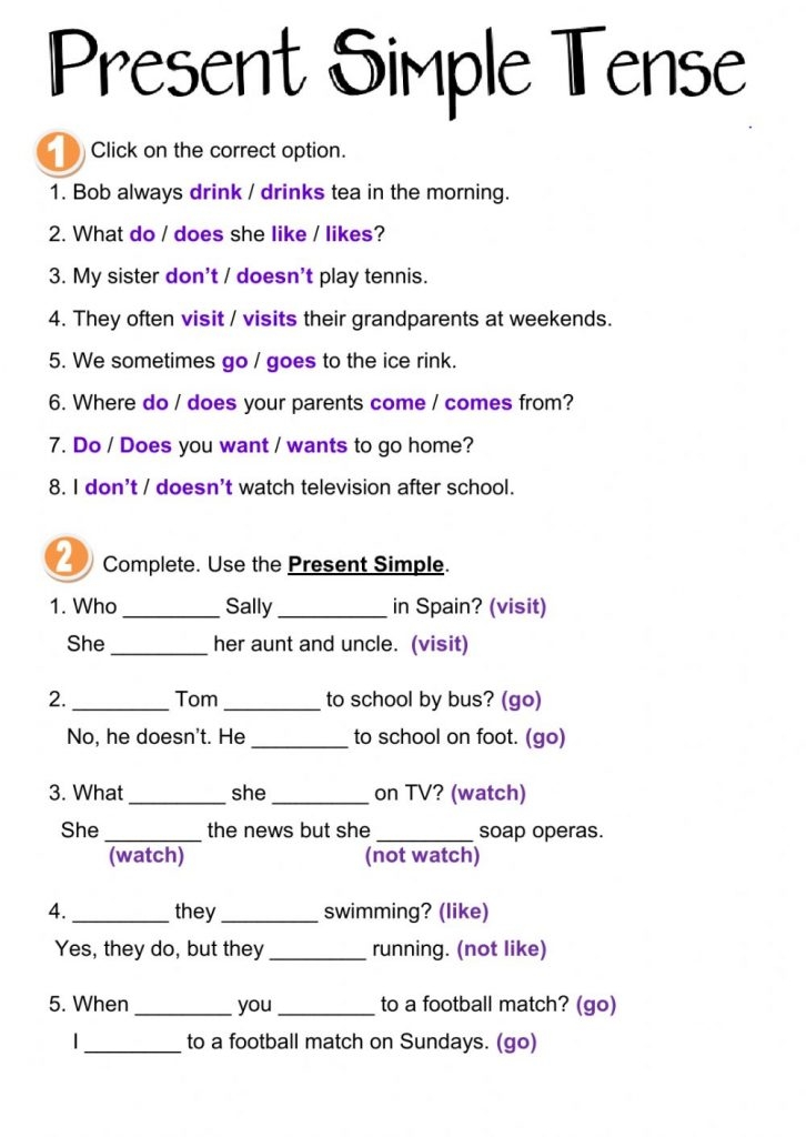 Simple Present Worksheets Gustavo Rubino Ernesto