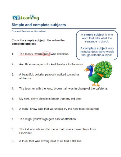 Simple Subject 8 Examples Format How To Use PDF
