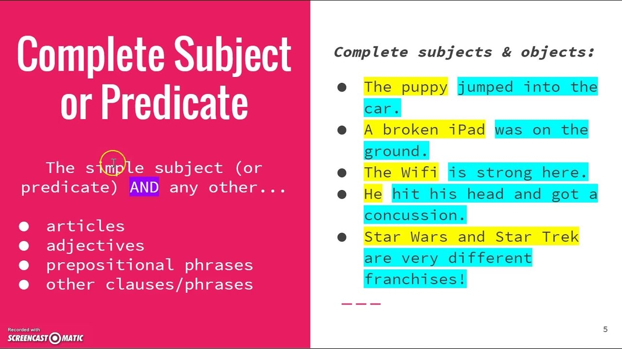 Simple Vs Complete Subject