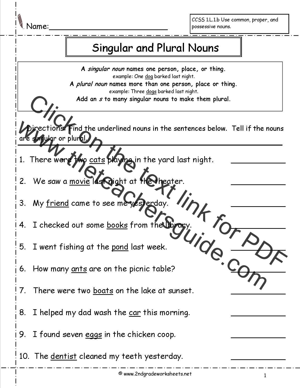 Singular And Plural Nouns Worksheets