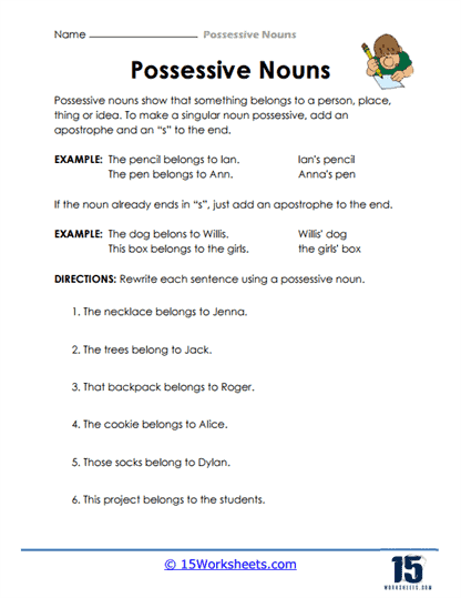 Singular And Plural Possessive Noun Worksheets For Grade 3 Worksheets 