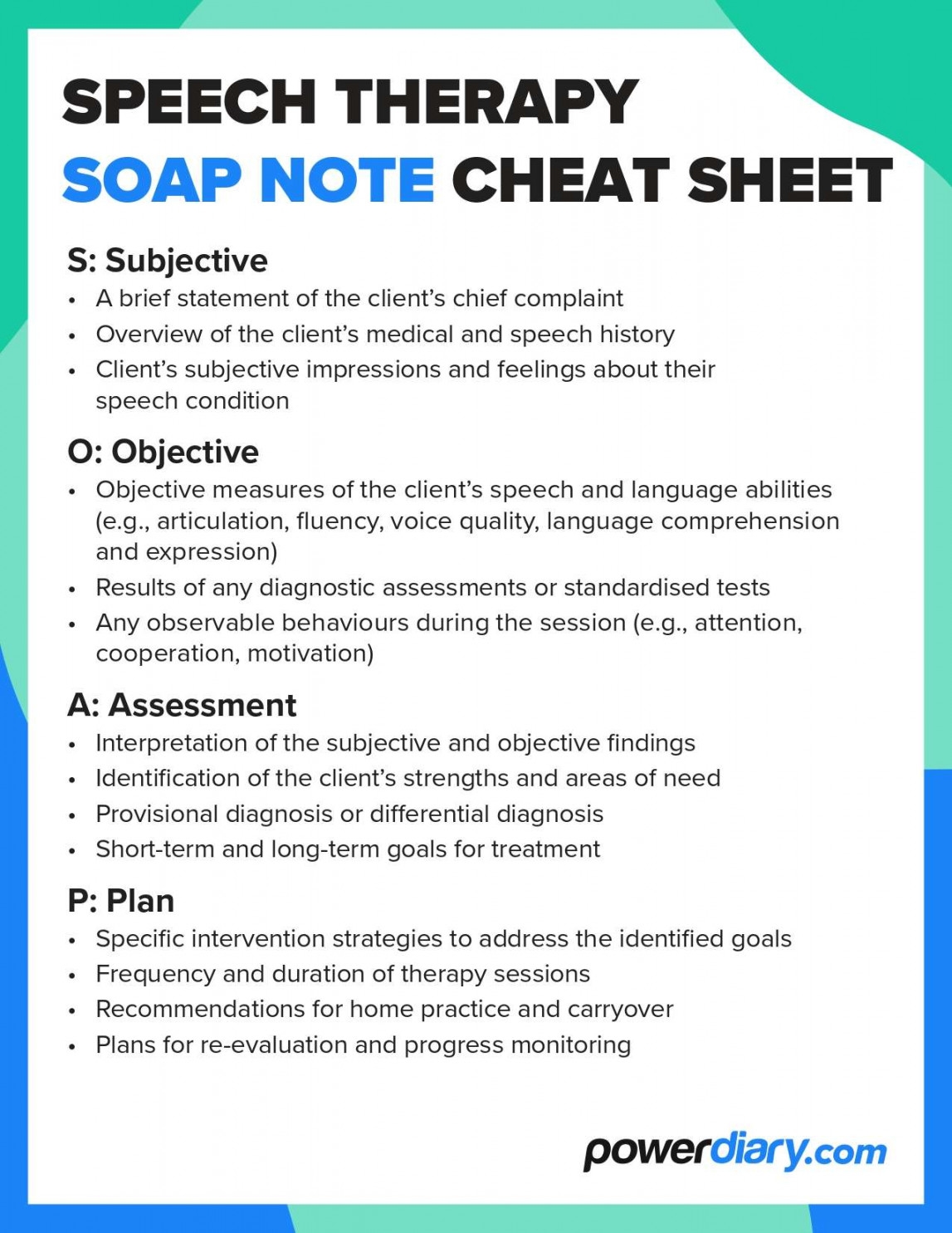 Soap Notes Speech Therapy Printable PDF Template