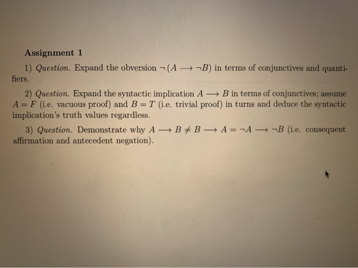 Solved Assignment 1 1 Question Expand The Obversion A B Chegg