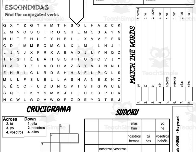 Spanish Haber Conjugation Worksheet By Teach Simple