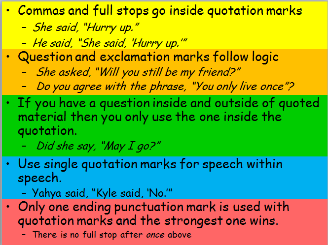 Speech Marks Mr Parkes Technical Skills