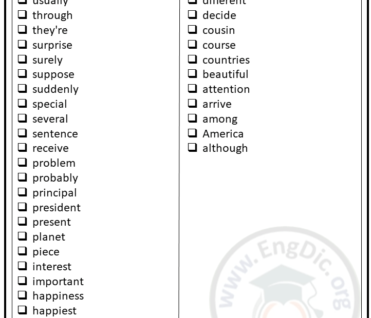 Spelling Words For 9 10 Year Olds Year 5 EngDic