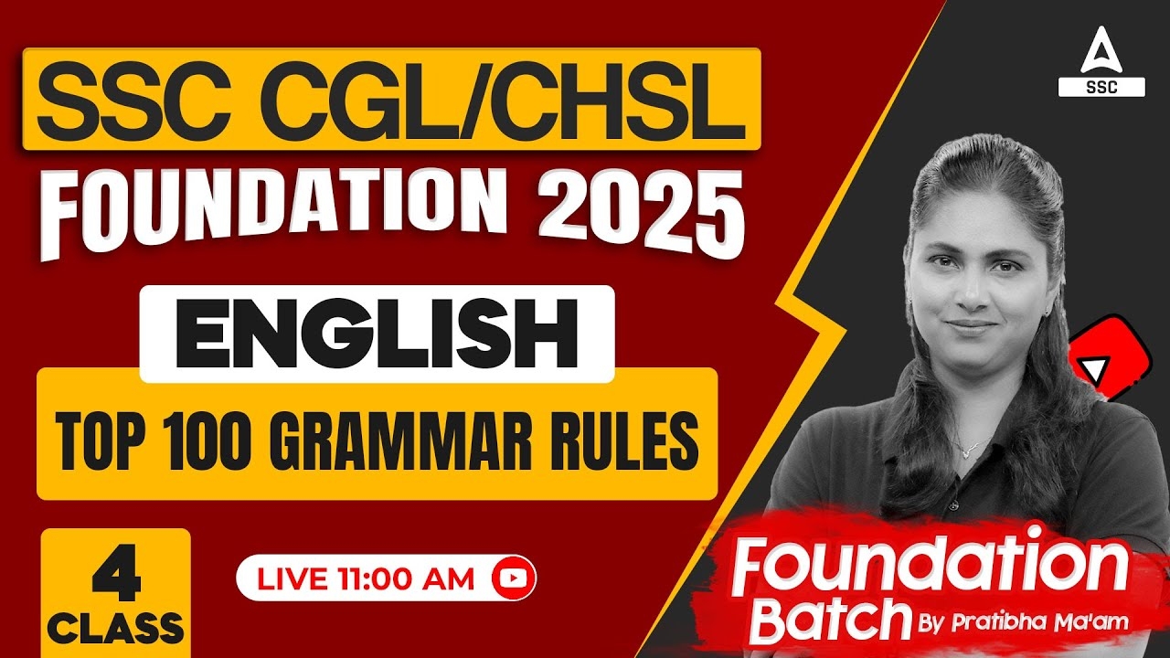 SSC CGL CHSL 2025 Foundation Batch Top 100 Grammar Rules 4 By 