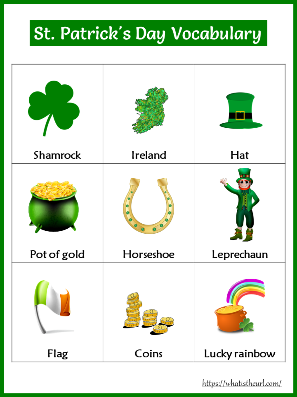 St Patrick 39 s Day Vocabulary Your Home Teacher