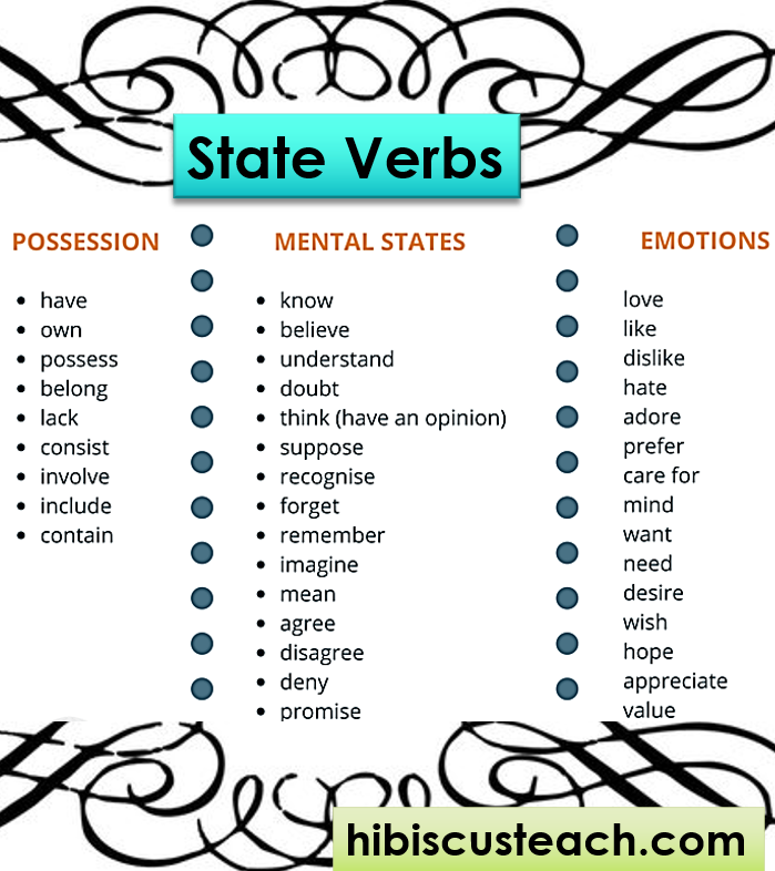 State Verbs Hibiscus Teach