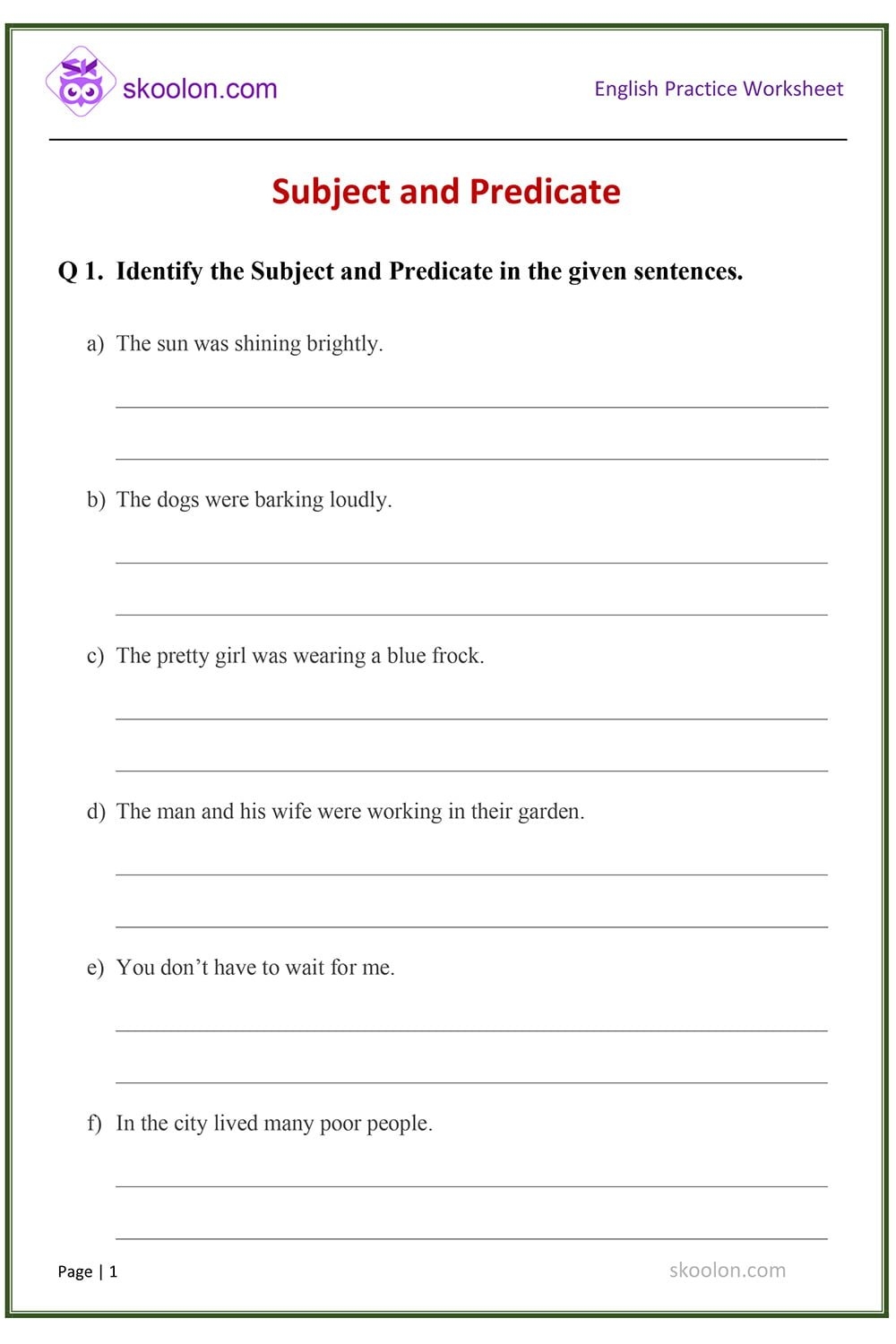 identifying subject and predicate