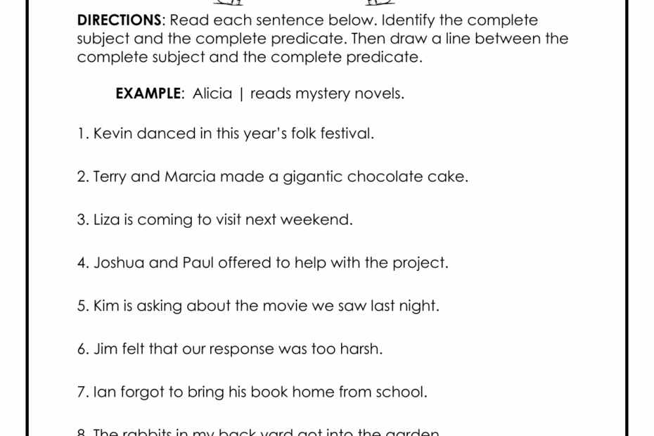 Subject And Predicate Worksheet E streetlight