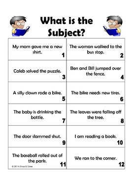 Subject Identify The Subject Of A Sentence By Melissa 39 s Teacher Mall