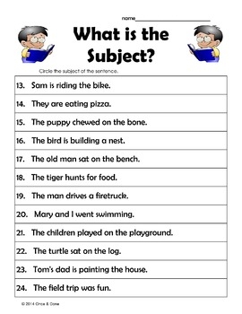 Subject Identify The Subject Of A Sentence By Melissa 39 s Teacher Mall