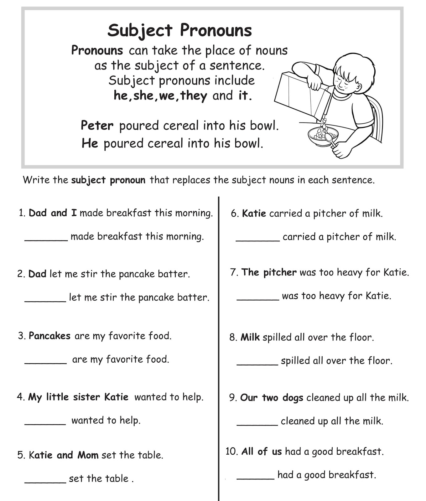 Subject Pronouns Exercises English Grammar Solution