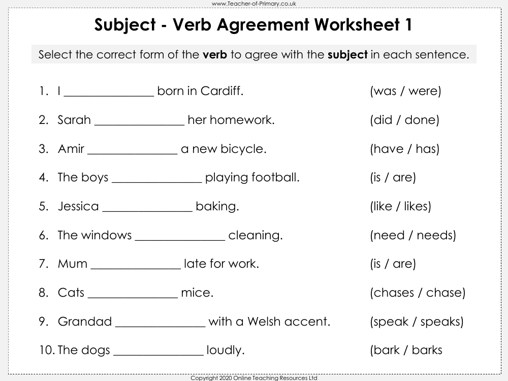 Subject Verb Agreement ESL Worksheet By Febyabanil Worksheets Library
