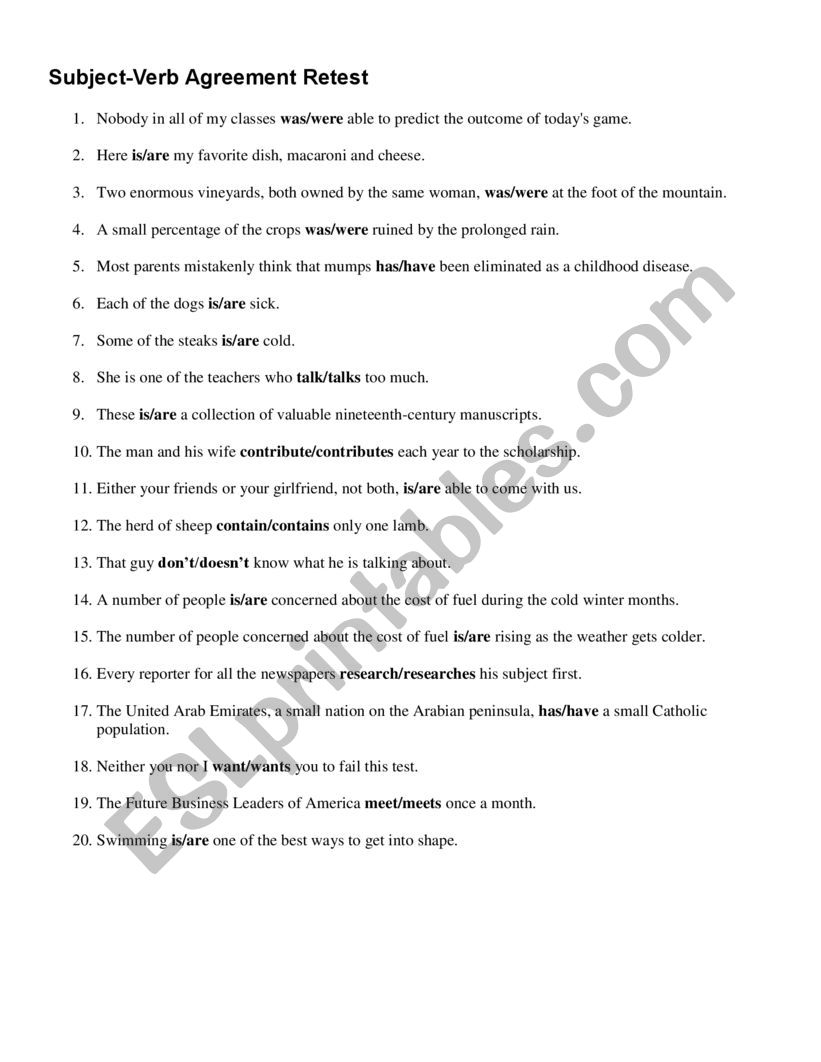 identify subject and verb quiz