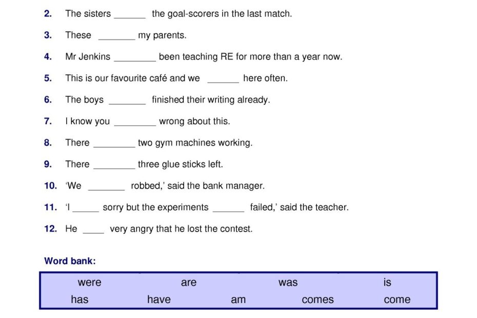 Subject Verb Agreement Quiz With Answer Keys Subject Verb Agreement