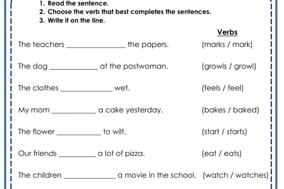 Subject Verb Agreement Worksheet