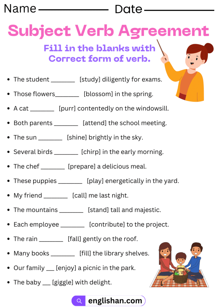 10 rules of subject verb agreement