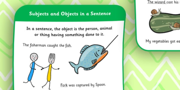 Subjects And Objects In A Sentence Poster teacher Made 