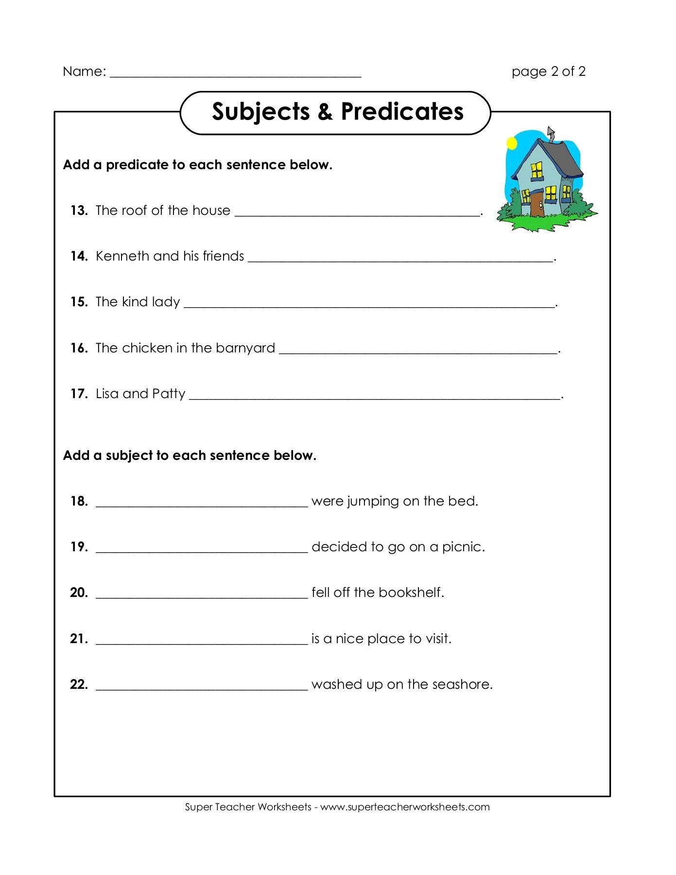 Subjects And Predicates Worksheet Pro Worksheet