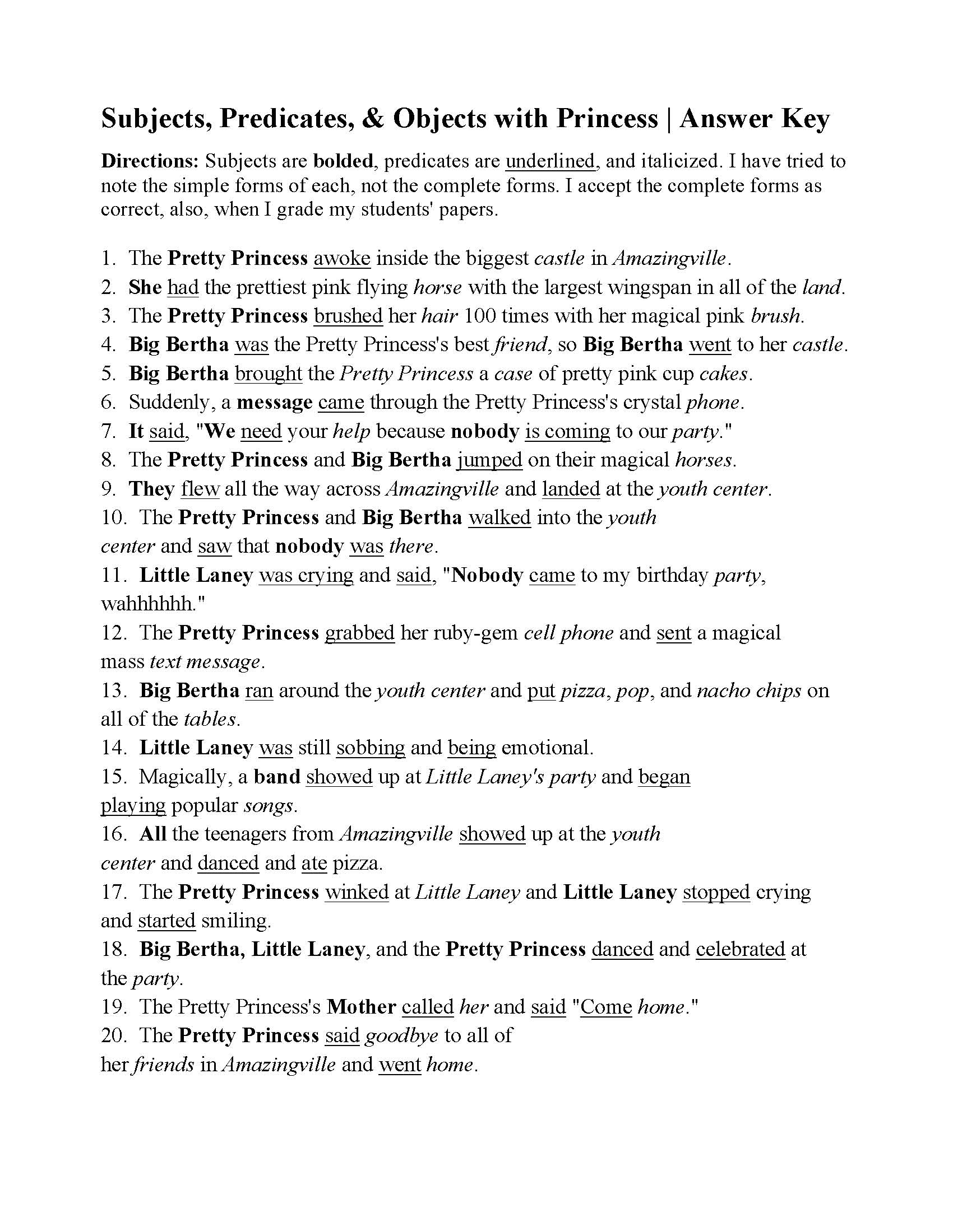 objects and subjects grammar