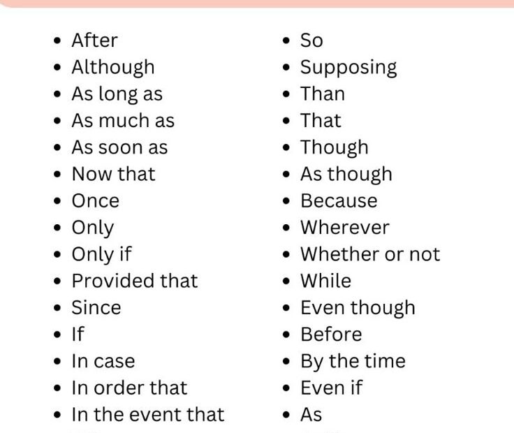 Subordinating Conjunctions List Subordinating Conjunctions Teaching