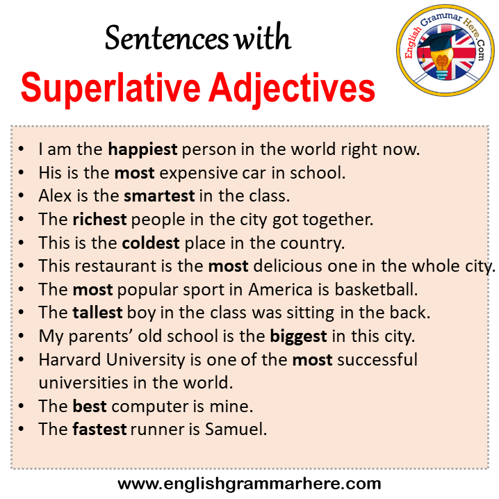 10 examples of adjectives sentence
