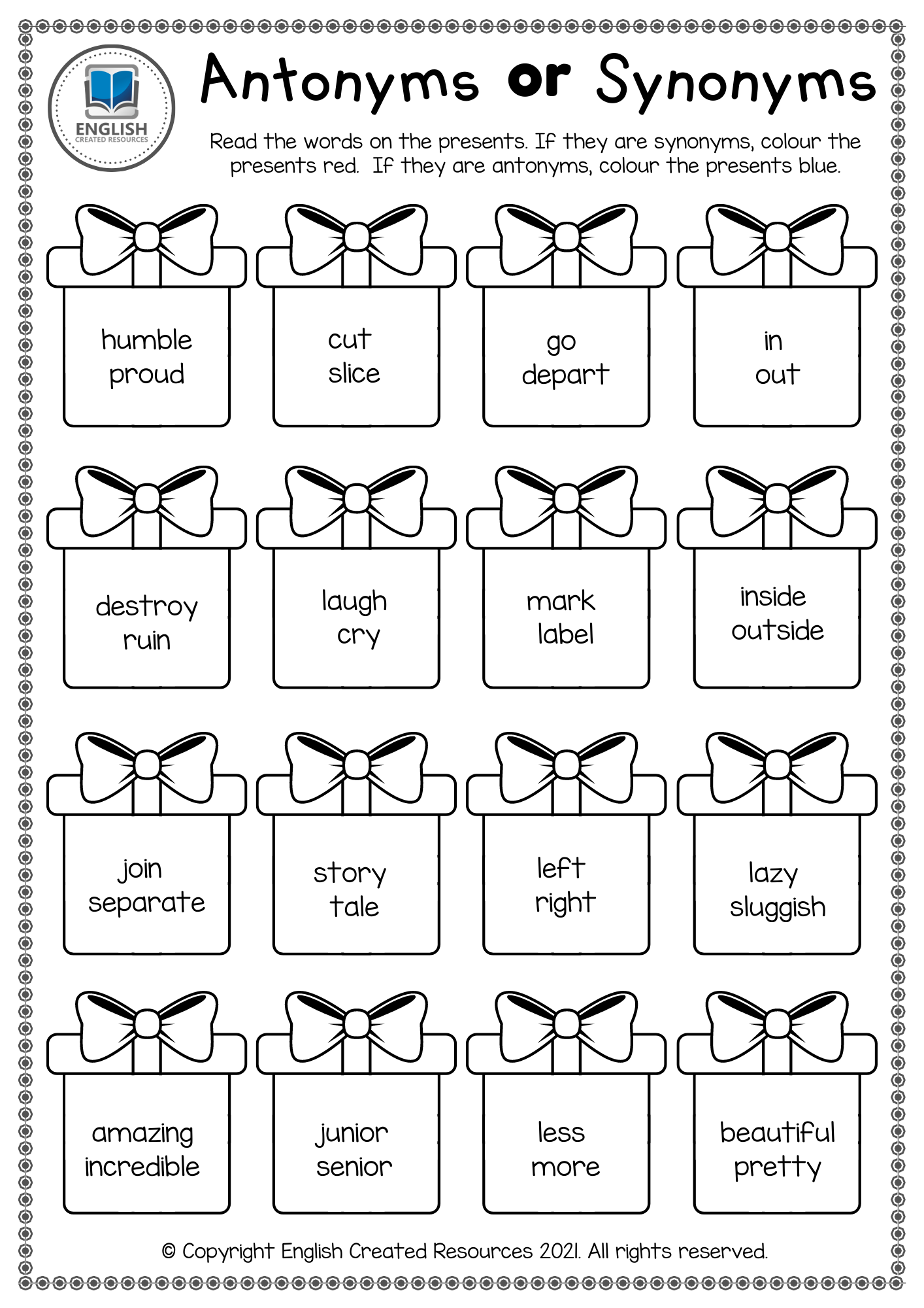 Synonym And Antonym Worksheets