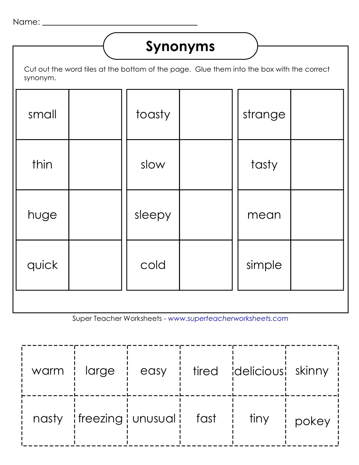 Synonym And Antonym Worksheets