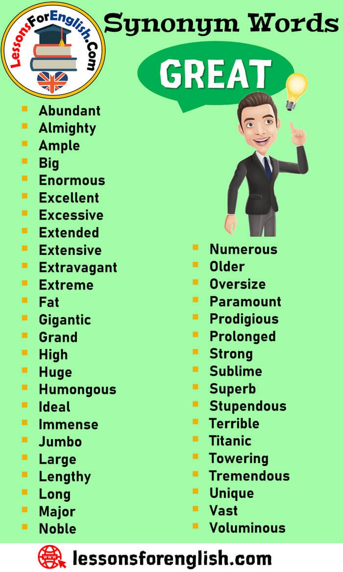 Synonym Words Great English Vocabulary Lessons For English