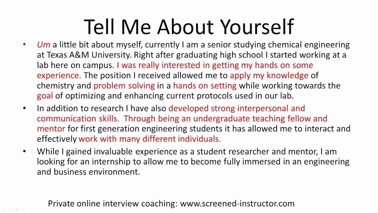 Talking About Myself Examples