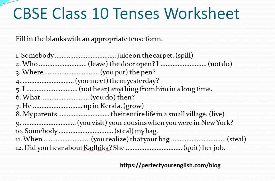 Tenses Exercises For Class 8 With Answers Cbse English Grammar Cbse 