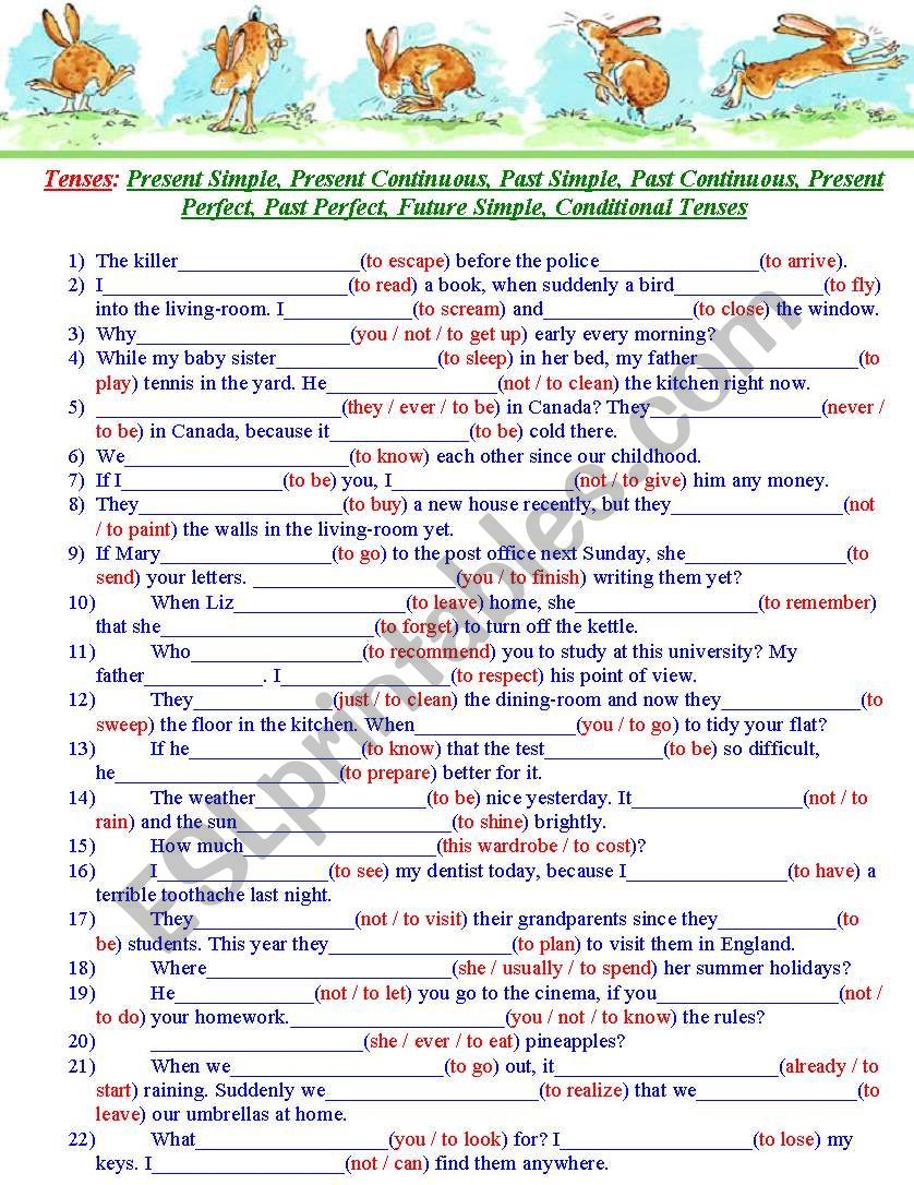 Tenses Present Simple Present Continuous Past Simple Past 