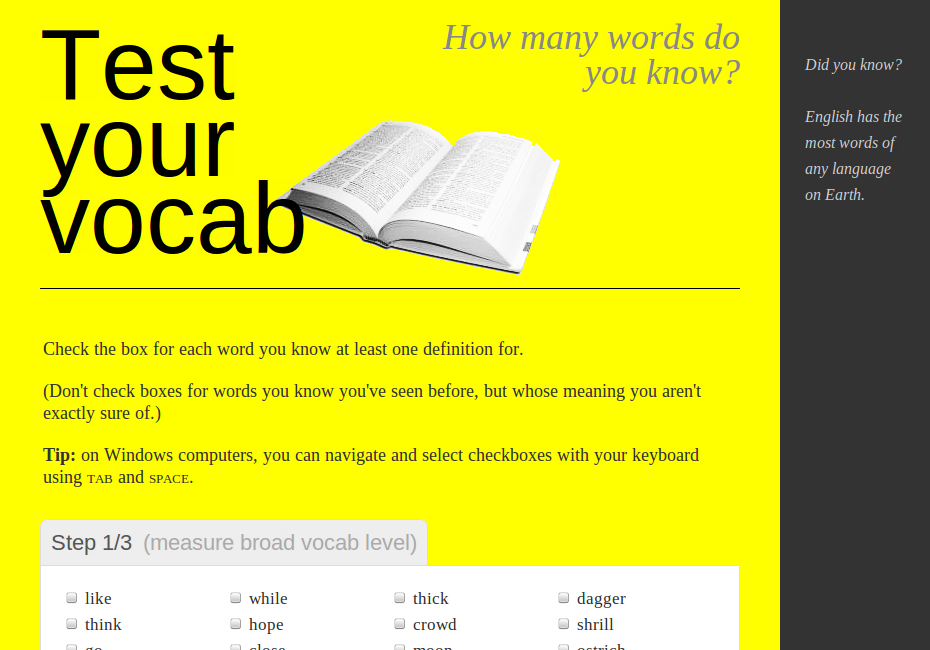 test your vocabulary size
