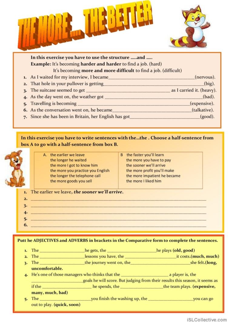 The More The Better General Grammar English ESL Worksheets Pdf Doc