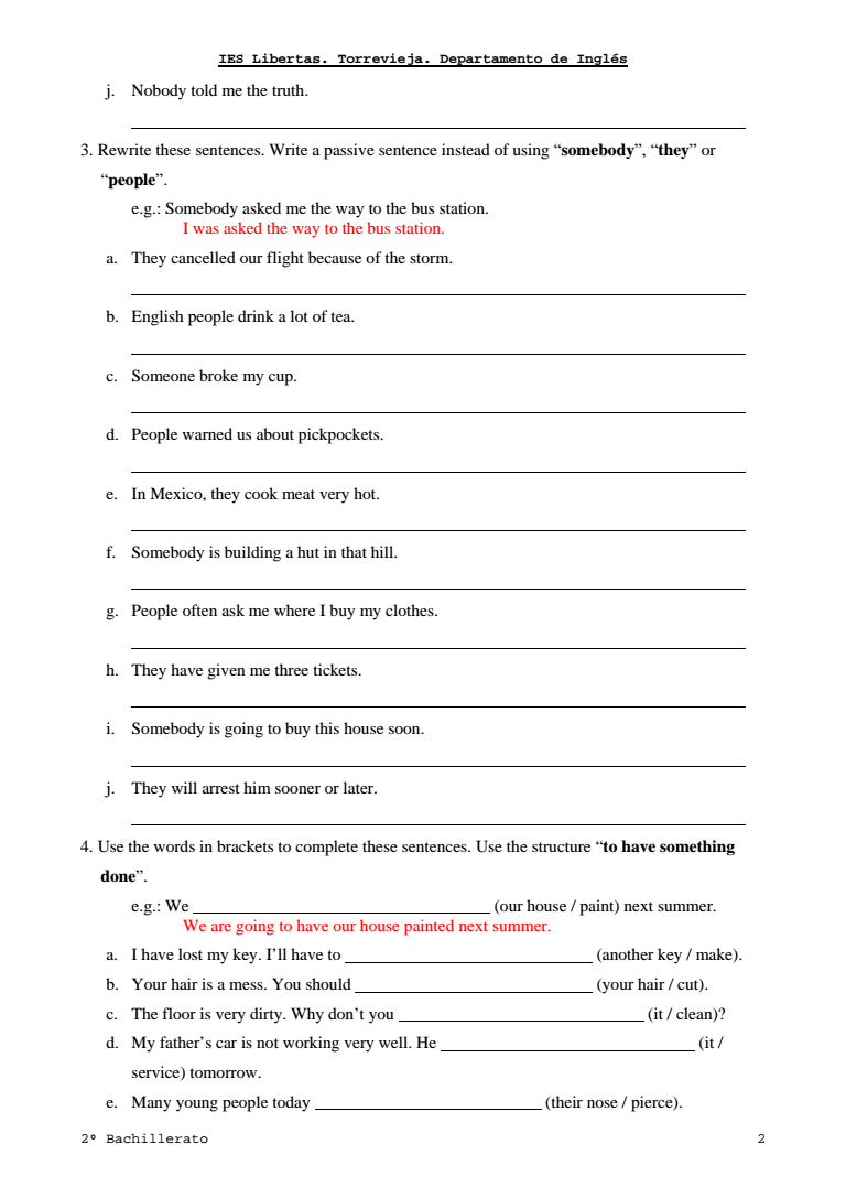 The Passive Voice Exercises 