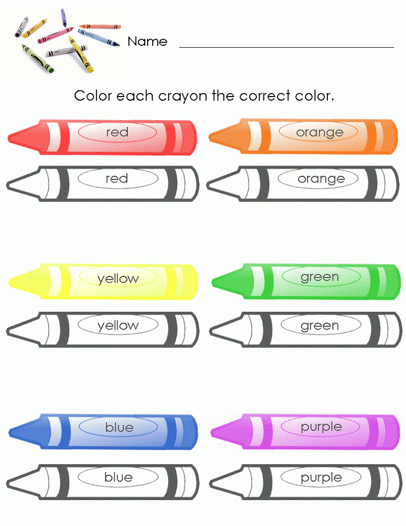 Toddler Learning Color Sheets