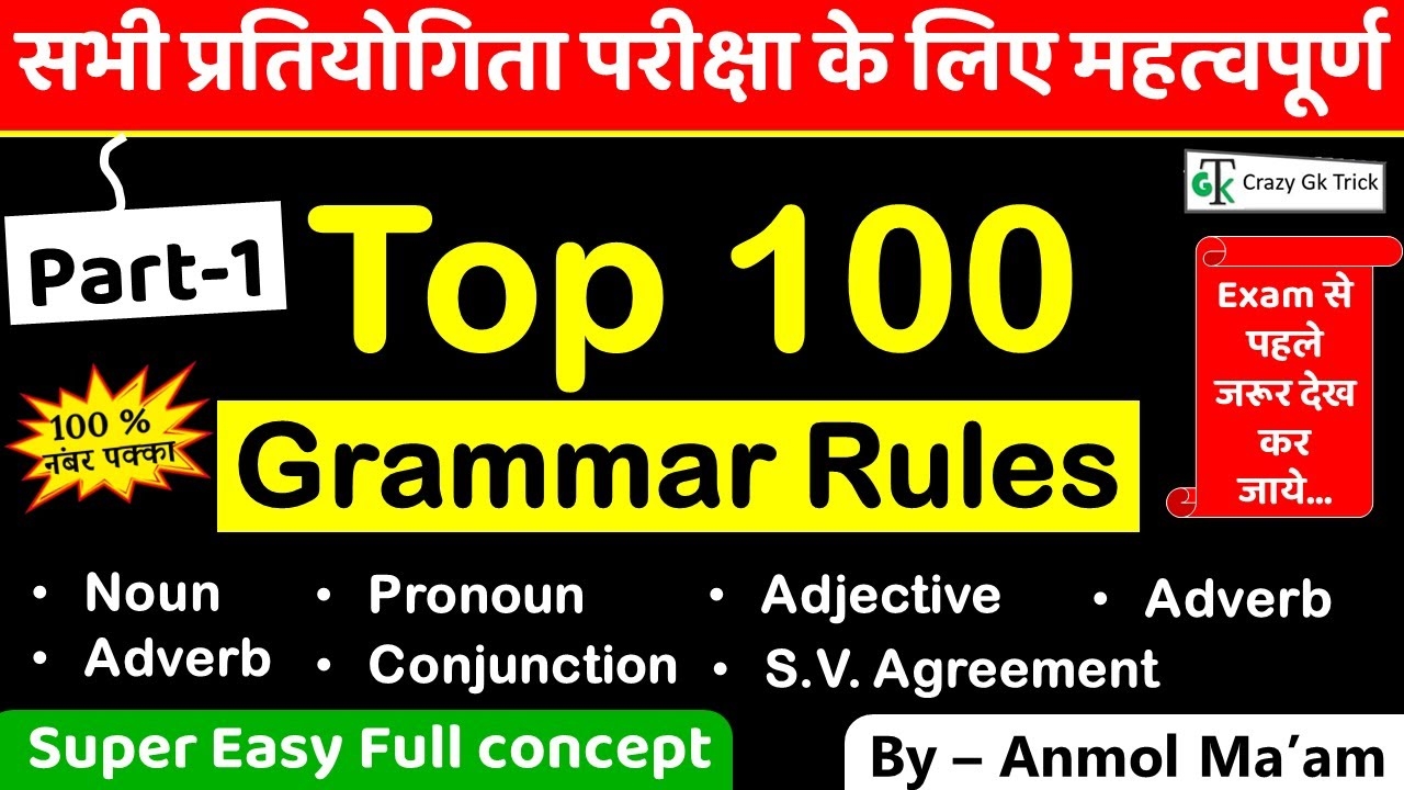 Top 100 Grammar Rules Part 1 Top 100 English Grammar Rules 