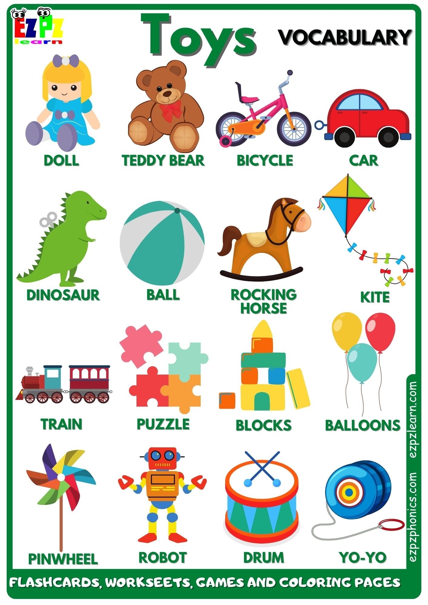 Toys Vocabulary Free English Vocabulary Flashcards Worksheets 