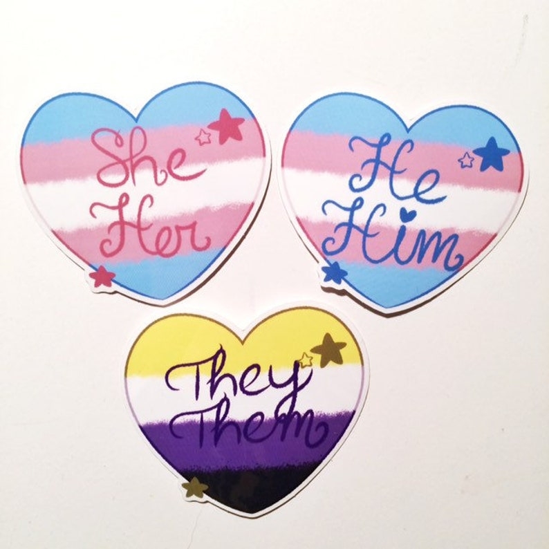 Transgender And Non binary Pronoun Stickers Etsy