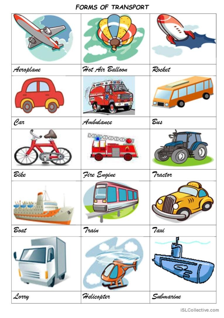 Transport Vocabulary List Vocabular English ESL Worksheets Pdf Doc