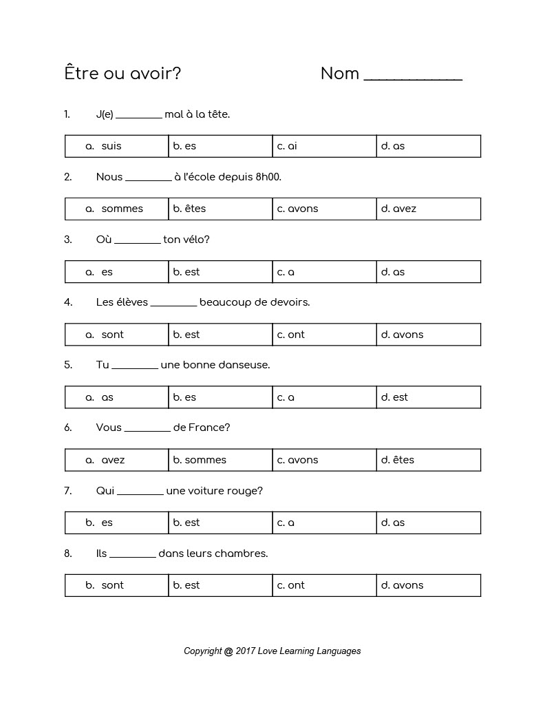 etre verbs conjugation