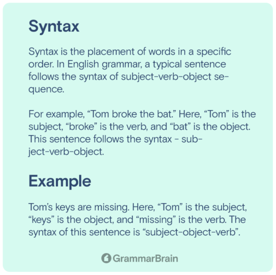 Understanding Syntax Meaning Rules And Examples GrammarBrain