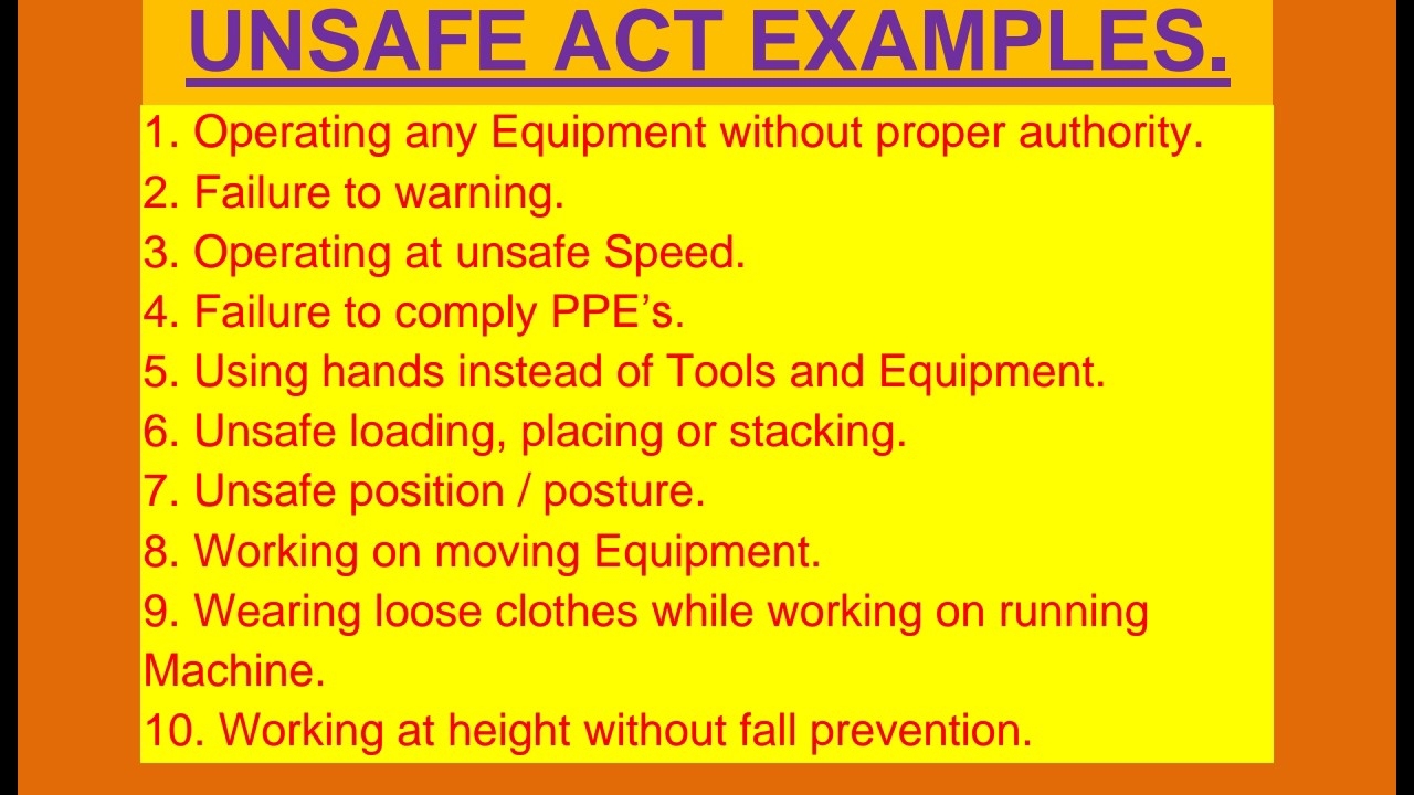 Unsafe Act And Unsafe Condition Examples Vrogue co