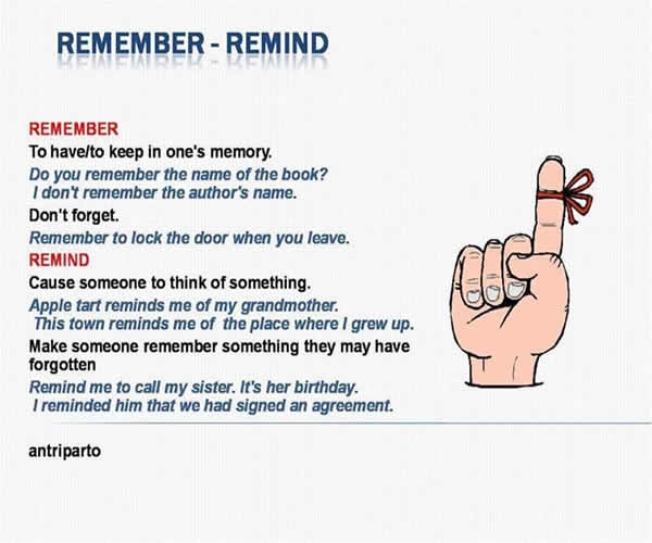 Using Remember And Remind Vocabulary Home