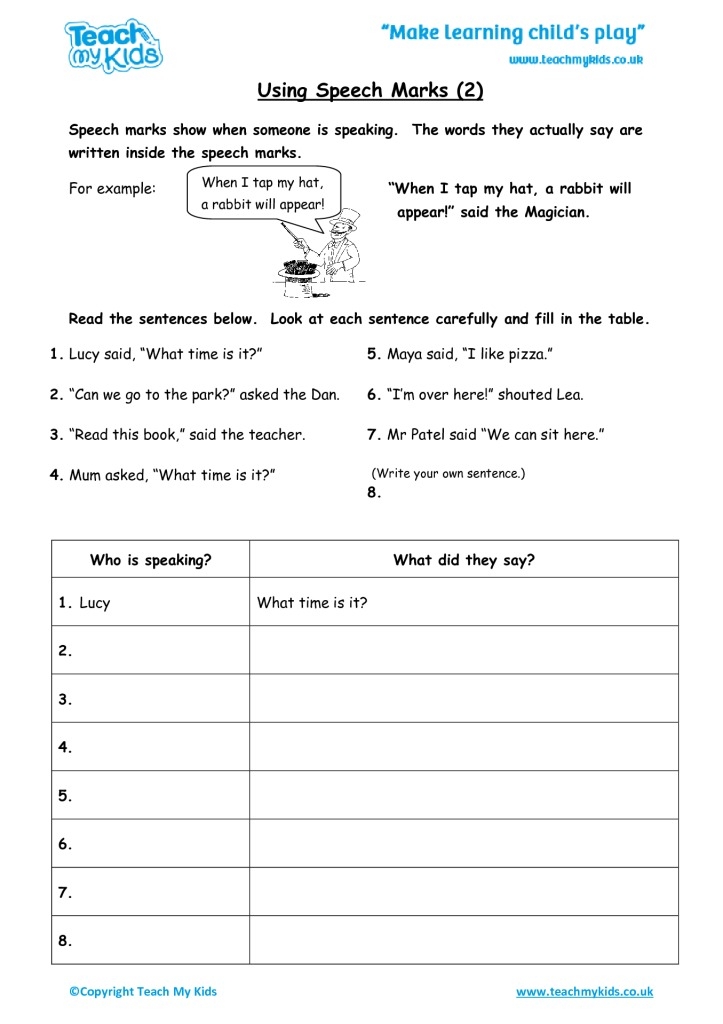 Using Speech Marks 2 TMK Education